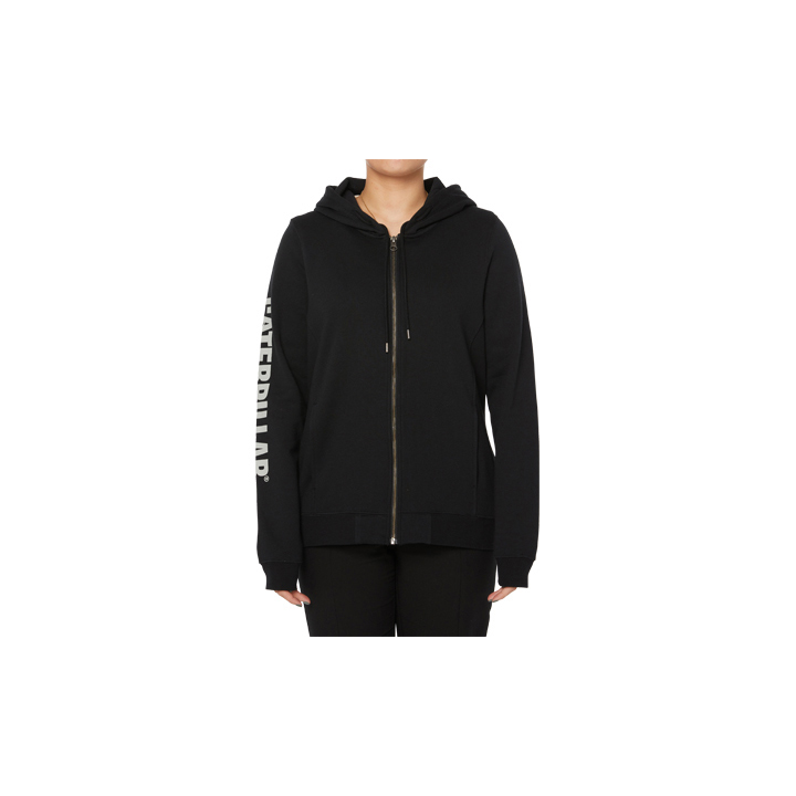 Caterpillar Clothing Lahore - Caterpillar Zinnia Full Zip Banner Womens Hoodies Black (478529-MXE)